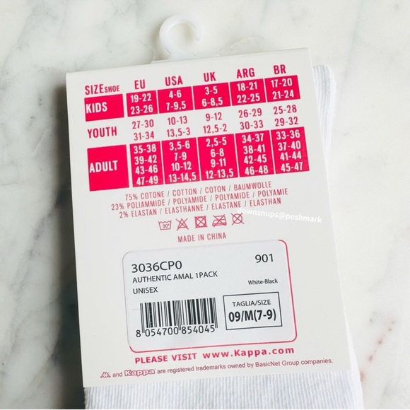 Kappa Logo Cotton Blend Crew Socks - Picture 3 of 3